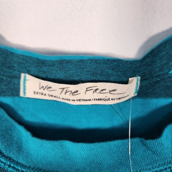 Free‎ People Distressed Striped Tank Top XS Teal Nautical Beach Grunge - Picture 3 of 8